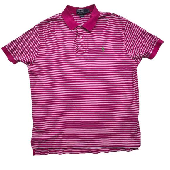 Polo Ralph Lauren Other - Polo Ralph Lauren Mens XL Pink Blue Striped Polo Shirt Green Polo Y2K Preppy